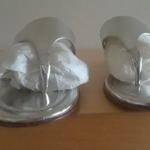 Donald J Pliner Silver Sandals with Rhinestone Embellished heel